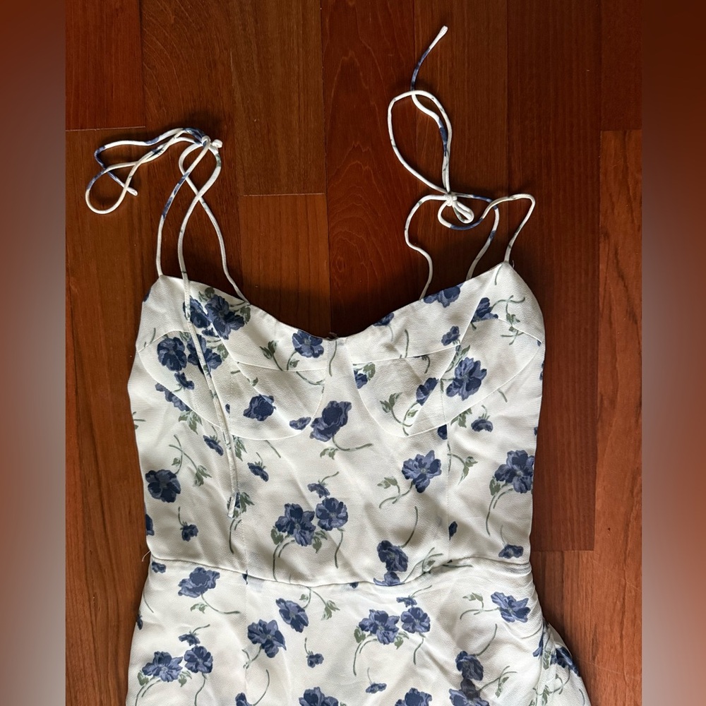 Reformation White and Blue Floral Dress